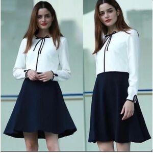 Ted Baker Loozy Tie Neck Skater Dress (Size 4/US 10-12)